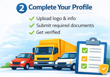 Complete customer profile on ExusTrans with company documents and logo upload